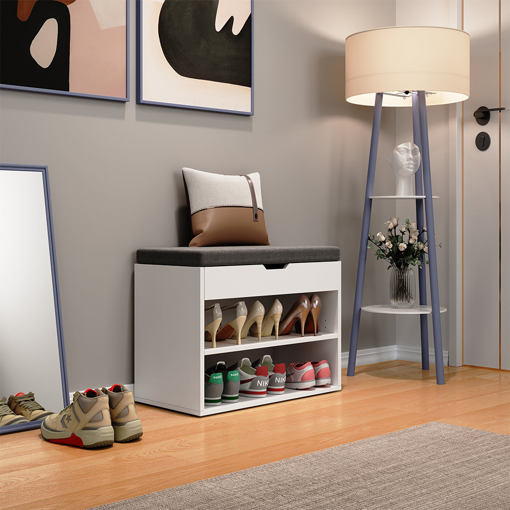 Vicco Panca scarpiera da ingresso Bianco 60 x 45 cm con ripiano