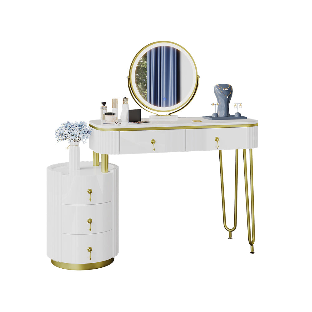 Vicco Tavolo da toeletta Bianco 100 cm con specchio a LED