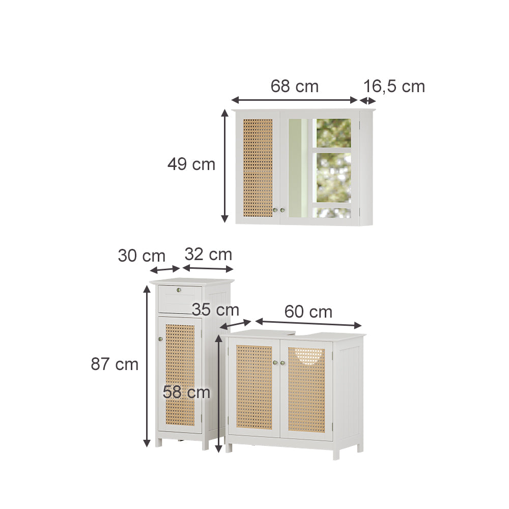 Vicco Set di mobili da bagno Bianco 3 pezzi