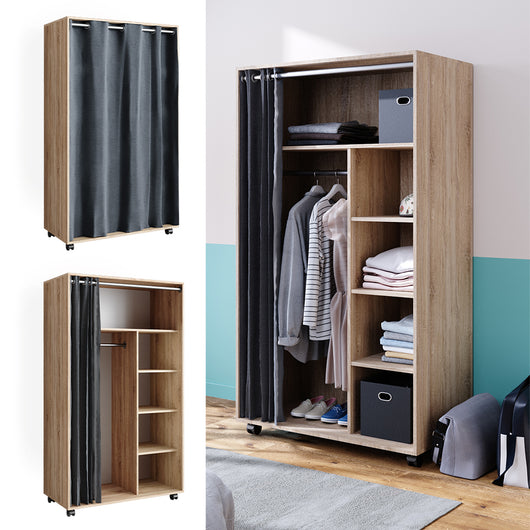 Vicco Armadio multifunzione Sonoma 100 x 168 cm aperto, con rotelle