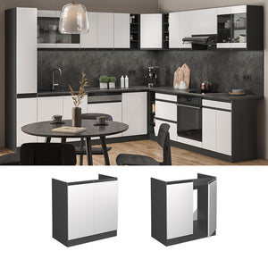Vicco Mobile lavello cucina Bianco 80 cm , PL Rovere