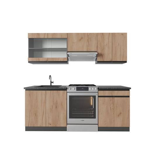 Vicco Cucina componibile Quercia dorata/antracite 200 cm Forma a J