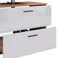 Vicco Set di mobili da bagno Bianco lucido/oro power oak 4 pezzi, con cassettiera e mobile midi