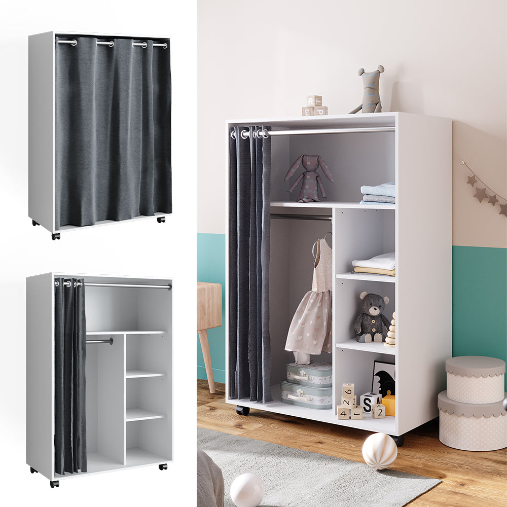 Vicco Armadio multifunzione Bianco 100 x 146.6 cm aperto, con rotelle