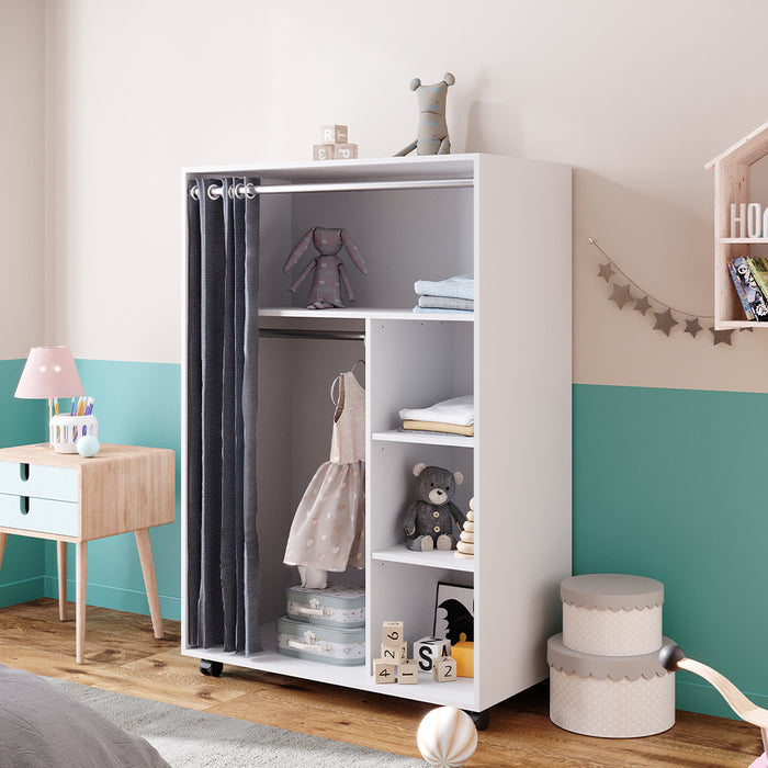 Vicco Armadio multifunzione Bianco 100 x 146.6 cm aperto, con rotelle