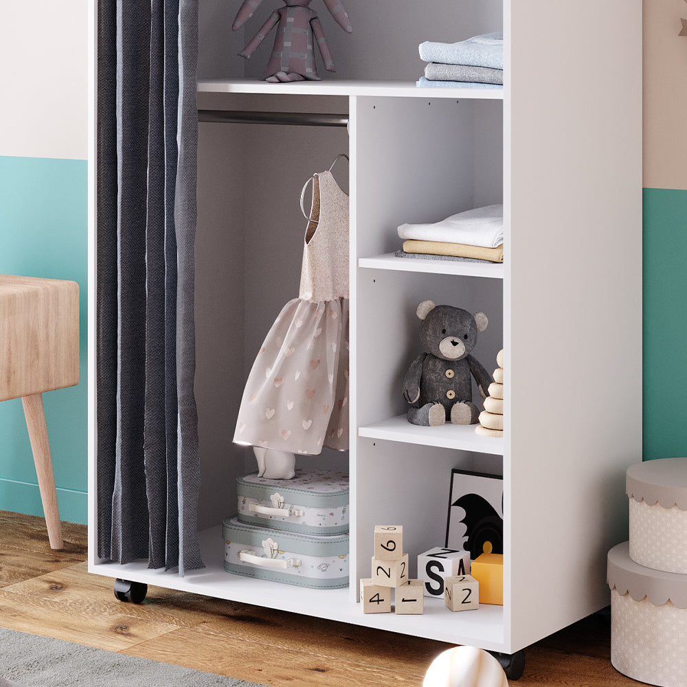 Vicco Armadio multifunzione Bianco 100 x 146.6 cm aperto, con rotelle