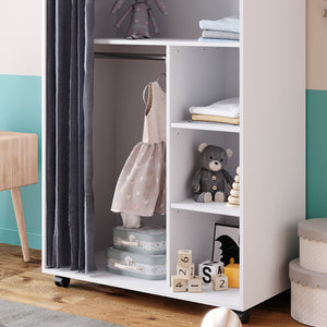 Vicco Armadio multifunzione Bianco 100 x 146.6 cm aperto, con rotelle