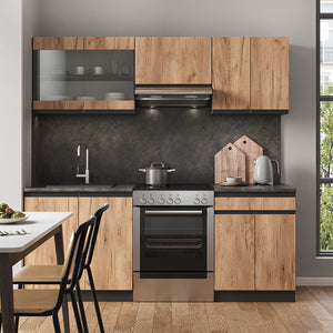 Vicco Cucina componibile Quercia dorata/antracite 200 cm , PL Marmo