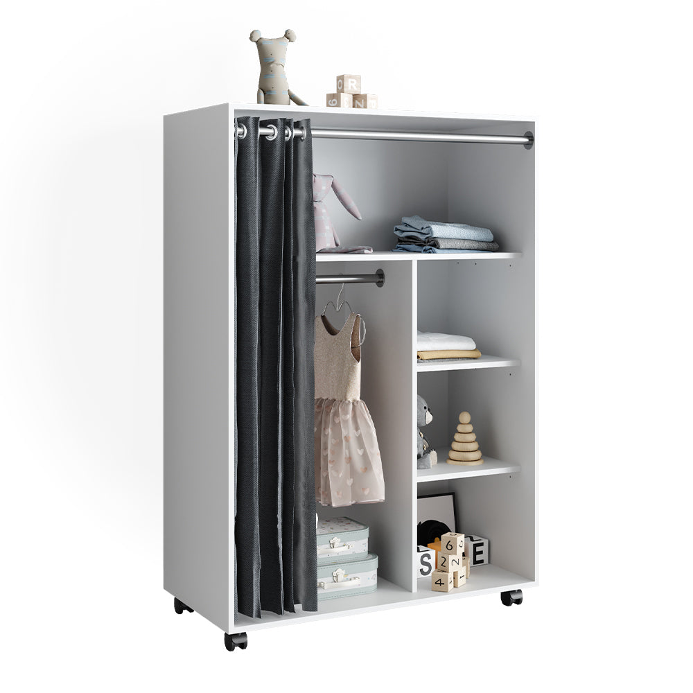 Vicco Armadio multifunzione Bianco 100 x 146.6 cm aperto, con rotelle