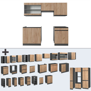 Vicco Cucina componibile Quercia dorata/antracite 200 cm , PL Rovere