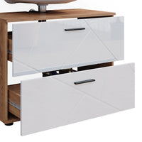 Vicco Set di mobili da bagno Bianco lucido/oro power oak 2 parti, mobile base 80 cm