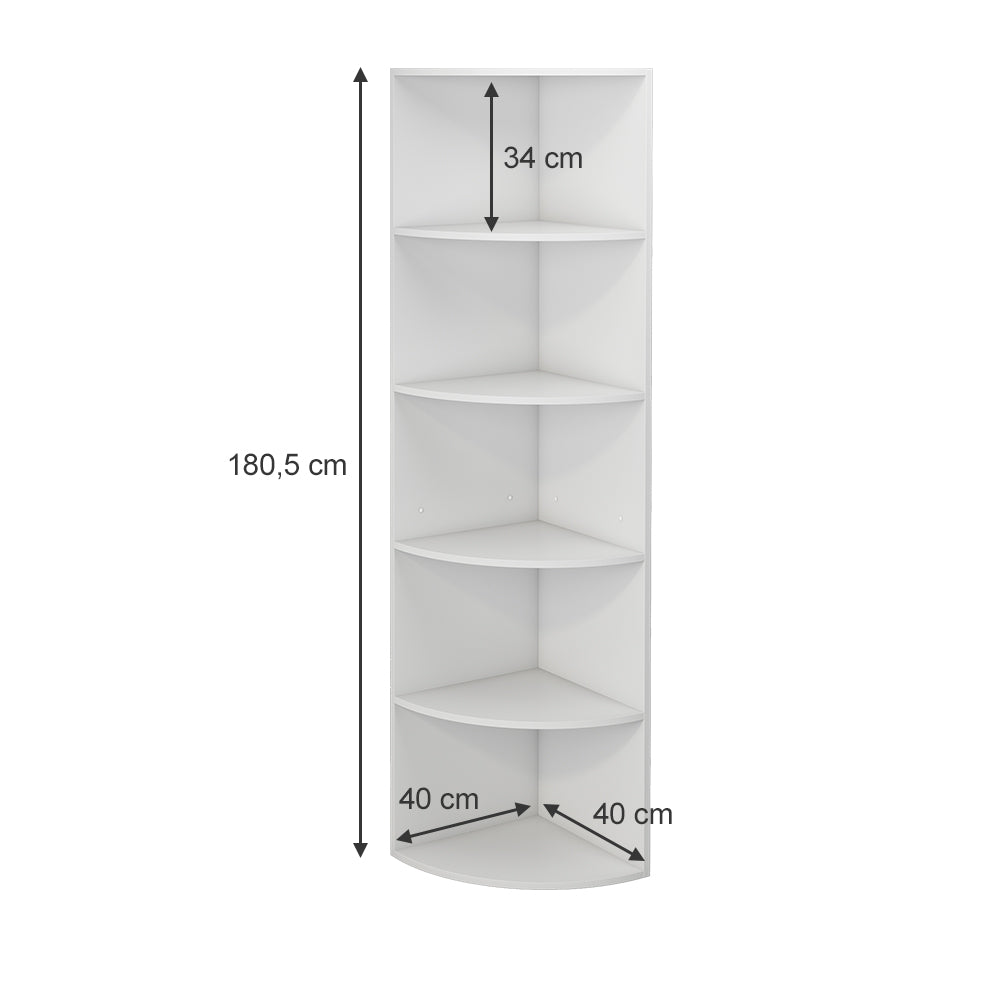 Vicco Libreria Bianco 40 x 180 cm con 5 scomparti