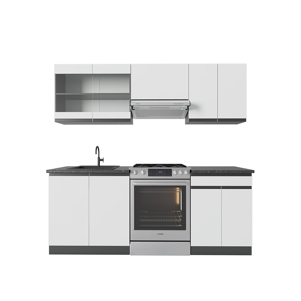 Vicco Cucina componibile Bianco/antracite 200 cm Forma a J
