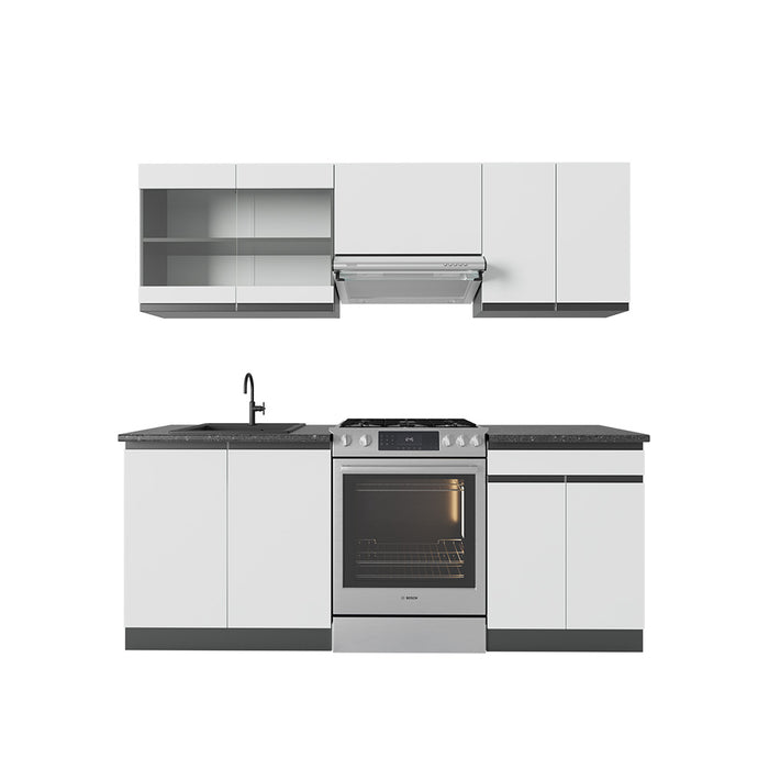 Vicco Cucina componibile Bianco/antracite 200 cm Forma a J