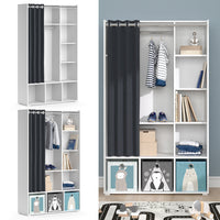 Vicco Guardaroba per bambini Bianco 105.8 x 178.1 cm con appendiabiti a tenda