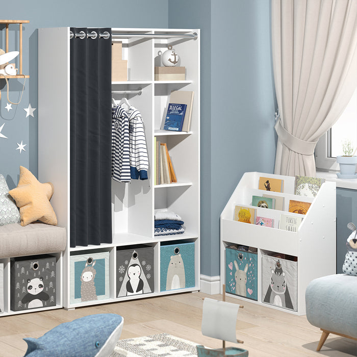 Vicco Guardaroba per bambini Bianco 105.8 x 178.1 cm con appendiabiti a tenda