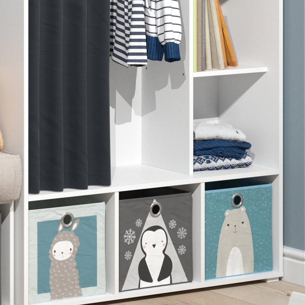 Vicco Guardaroba per bambini Bianco 105.8 x 178.1 cm con appendiabiti a tenda
