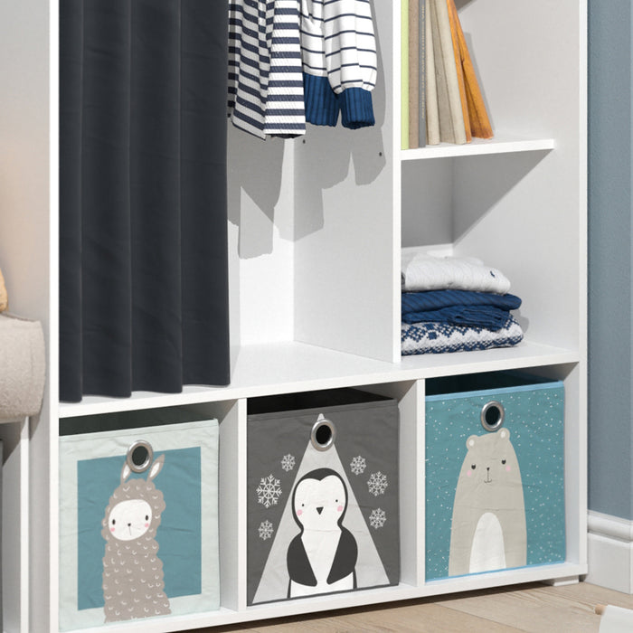 Vicco Guardaroba per bambini Bianco 105.8 x 178.1 cm con appendiabiti a tenda