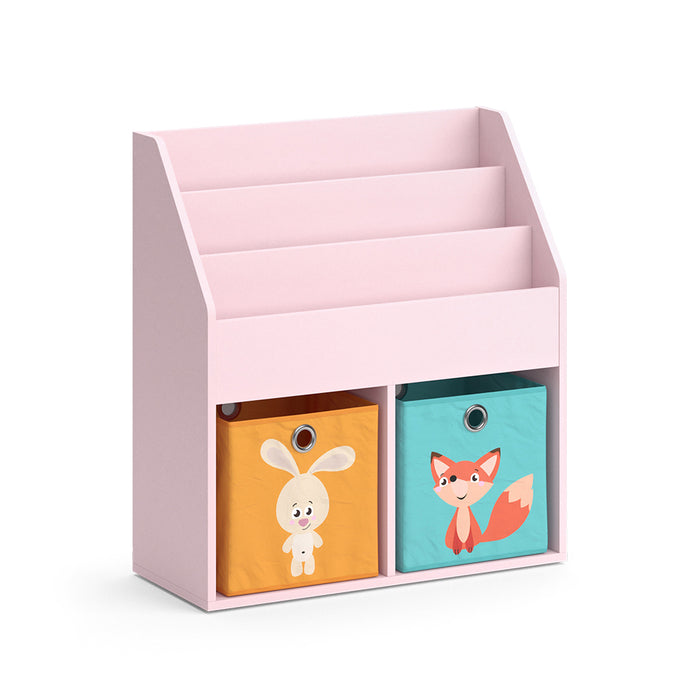Vicco Libreria bambini rosa 72 x 79 cm con 2 scatole pieghevoli (volpe, coniglio)