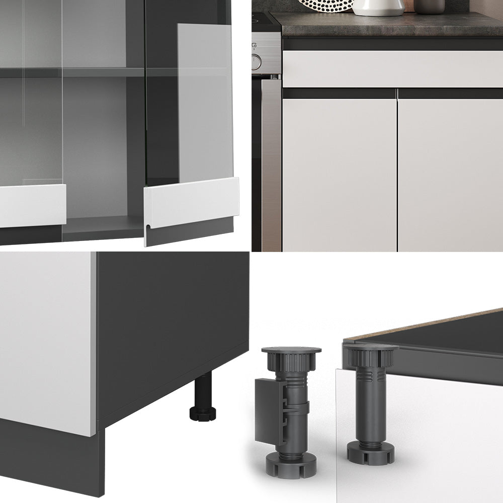 Vicco Cucina componibile Bianco/antracite 200 cm , PL Rovere