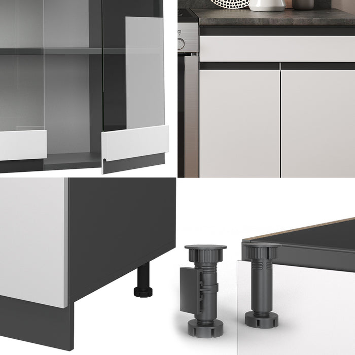 Vicco Cucina componibile Bianco/antracite 200 cm , PL Marmo