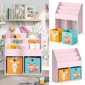 Vicco Libreria bambini rosa 72 x 79 cm con 2 scatole pieghevoli (volpe, coniglio)