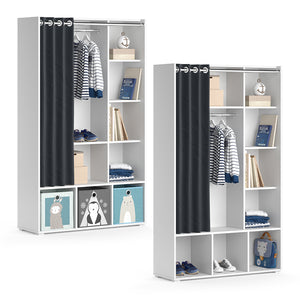 Vicco Guardaroba per bambini Bianco 105.8 x 178.1 cm con appendiabiti a tenda