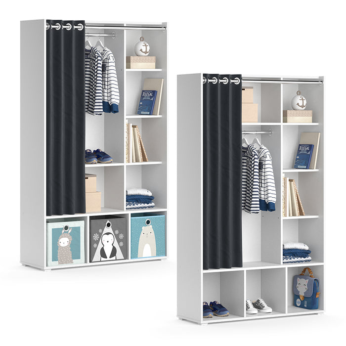 Vicco Guardaroba per bambini Bianco 105.8 x 178.1 cm con appendiabiti a tenda