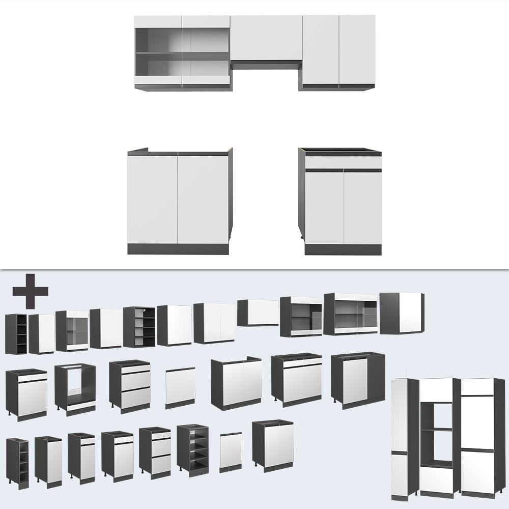 Vicco Cucina componibile Bianco/antracite 200 cm , PL Marmo