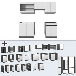 Vicco Cucina componibile Bianco/antracite 200 cm , PL Marmo