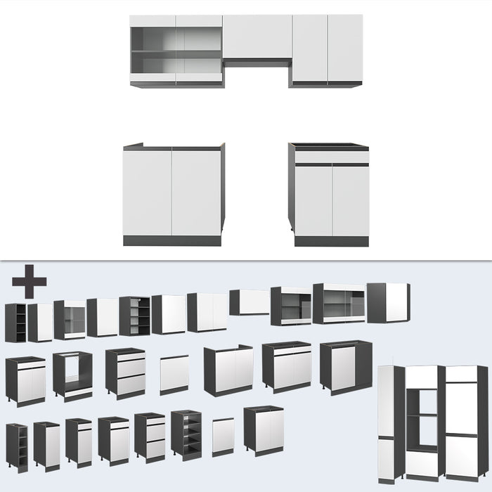 Vicco Cucina componibile Bianco/antracite 200 cm , PL Antracite