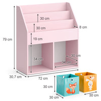 Vicco Libreria bambini rosa 72 x 79 cm con 2 scatole pieghevoli (volpe, coniglio)