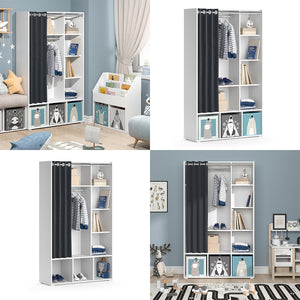 Vicco Guardaroba per bambini Bianco 105.8 x 178.1 cm con appendiabiti a tenda