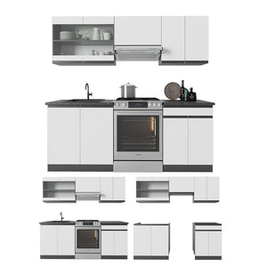 Vicco Cucina componibile Bianco/antracite 200 cm , PL Rovere