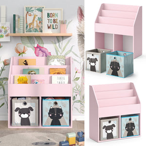Vicco Libreria bambini rosa 72 x 79 cm con 2 scatole pieghevoli (cane, gatto)