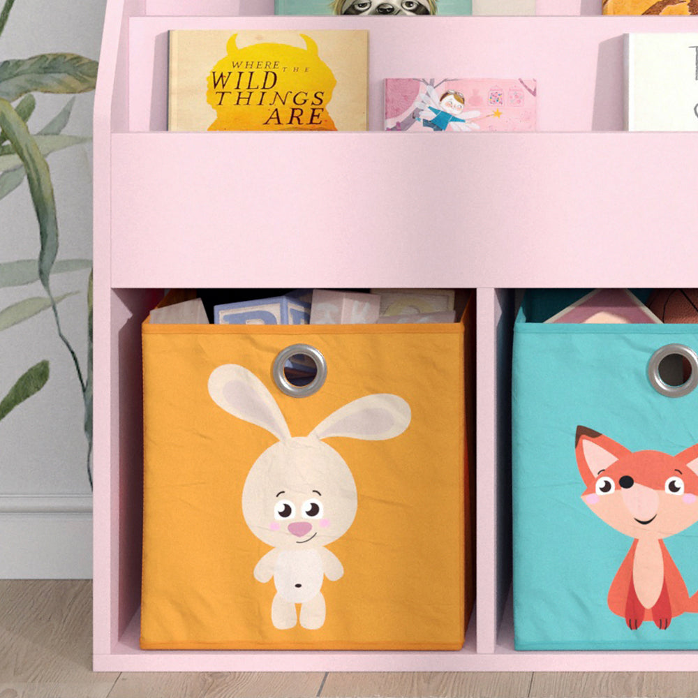 Vicco Libreria bambini rosa 72 x 79 cm con 2 scatole pieghevoli (volpe, coniglio)