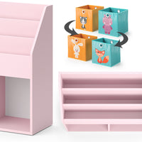 Vicco Libreria bambini rosa 72 x 79 cm con 2 scatole pieghevoli (volpe, coniglio)