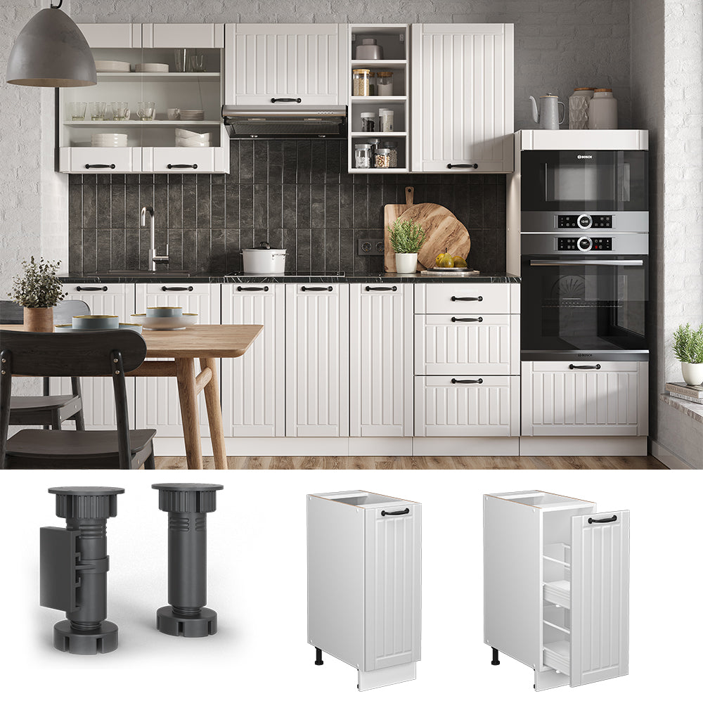 Vicco Armadio cucina dispensa alto Bianco casa di campagna 30 cm , PL Rovere