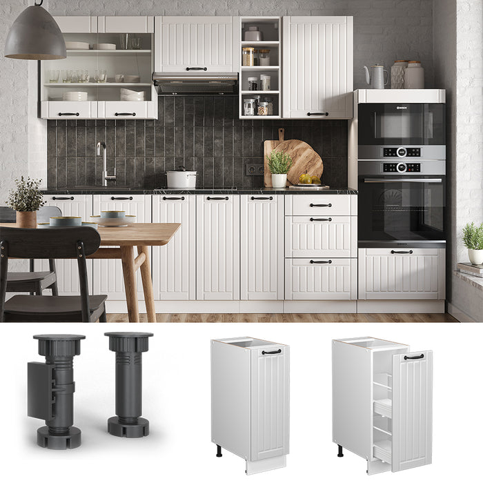 Vicco Armadio cucina dispensa alto Bianco casa di campagna 30 cm , PL Rovere