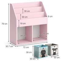 Vicco Libreria bambini rosa 72 x 79 cm con 2 scatole pieghevoli (cane, gatto)