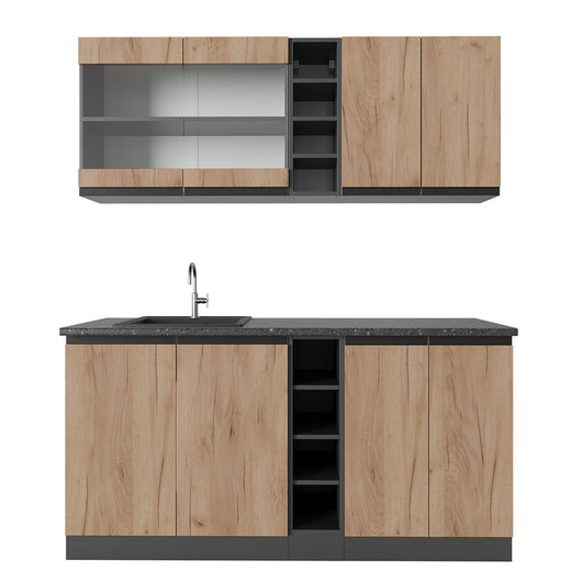 Vicco Cucina completa Quercia dorata/antracite 160 cm Forma a J