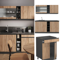 Vicco Cucina completa Quercia dorata/antracite 160 cm , PL Marmo