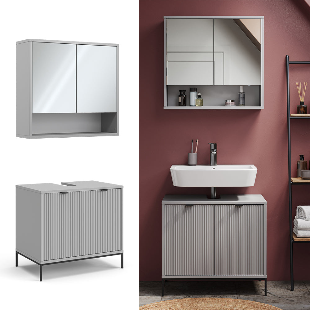 Vicco Set di mobili da bagno Grigio 2 parti
