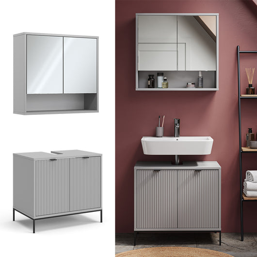 Vicco Set di mobili da bagno Grigio 2 parti