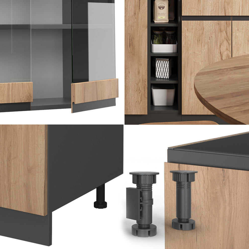 Vicco Cucina completa Quercia dorata/antracite 160 cm , PL Marmo