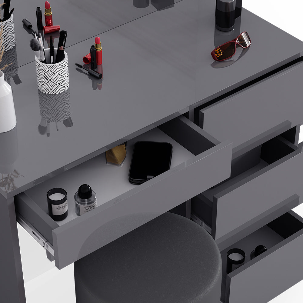 Vicco Tavolo da toeletta Antracite 40 cm con sgabello