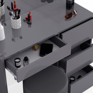 Vicco Tavolo da toeletta Antracite 40 cm con sgabello