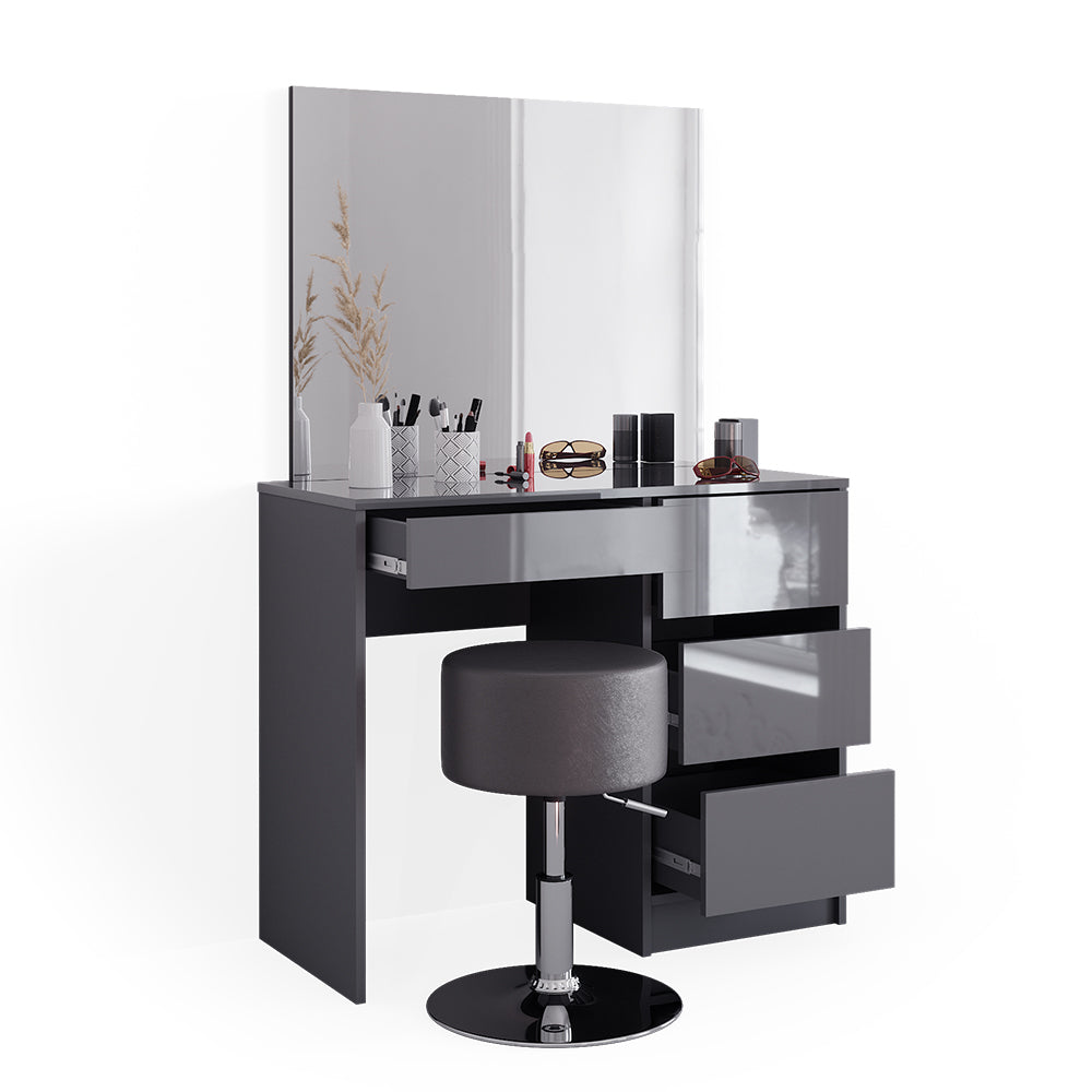 Vicco Tavolo da toeletta Antracite 40 cm con sgabello