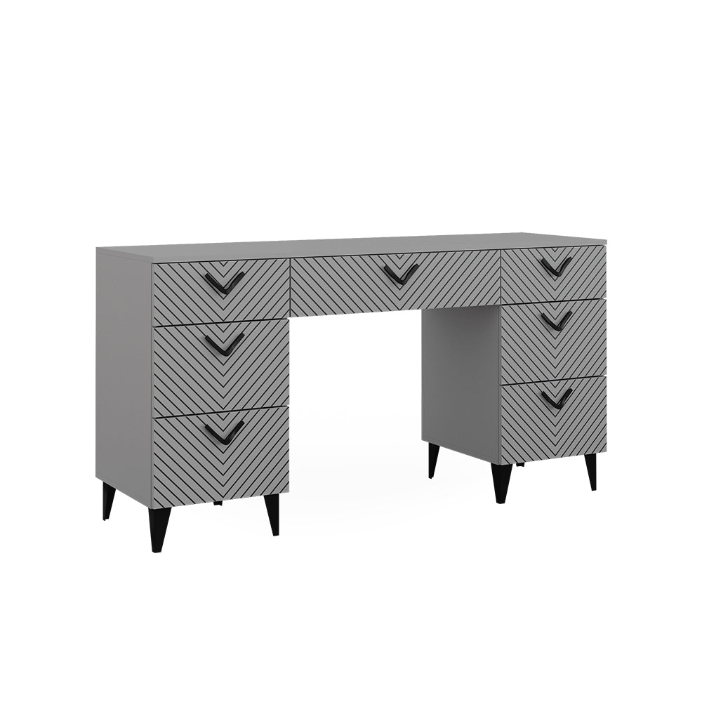 Vicco Tavolo da toeletta Grigio 150 cm senza specchio, con 7 cassetti