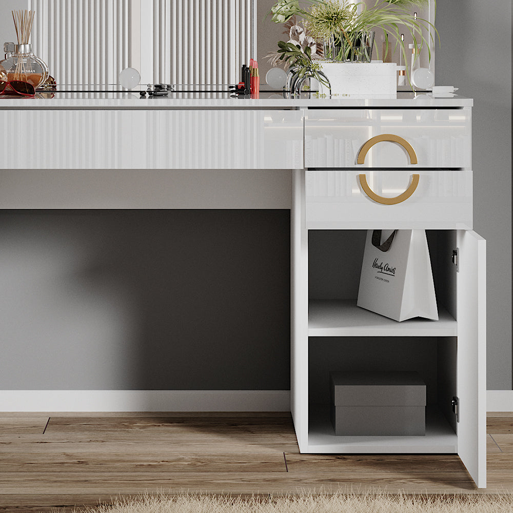 Vicco Tavolo da toeletta Bianco 115 cm con illuminazione a LED